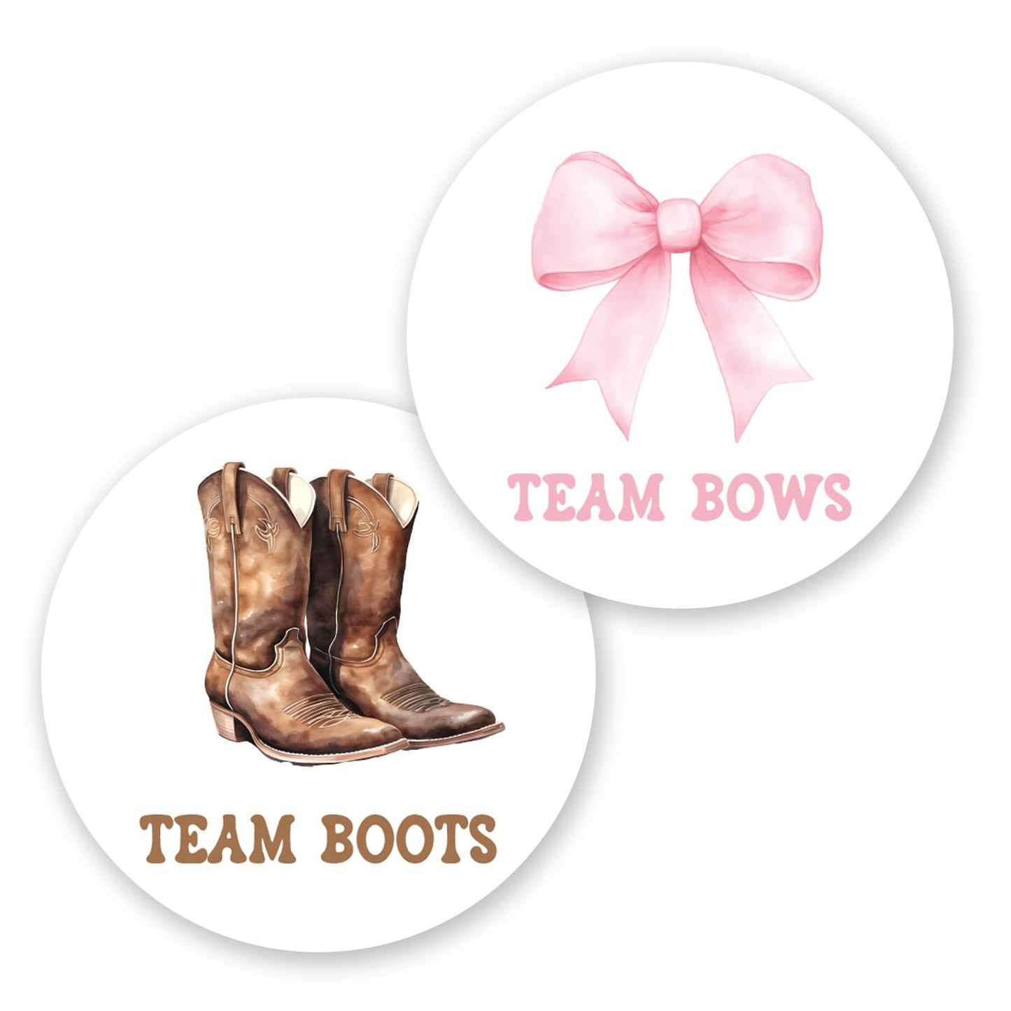 Boots or Bows Western Gender Reveal Stickers - 40 Labels (20 of Each Design)