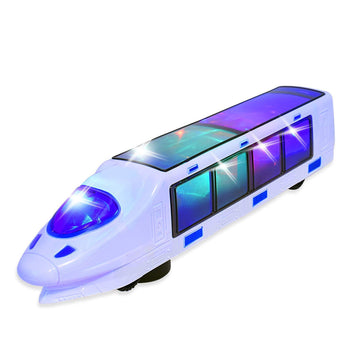 WEofferwhatYOUwant Bullet Train Toy - Electric Bump and Go Monorail for Kids with Lights & Music - Battery-Powered Toy Train with 3D Flashing LEDs
