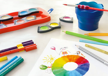 Faber-Castell Connector Watercolor Paint Set, 12 Colors, Washable Watercolors for Ages 6-8+