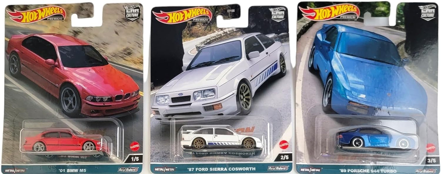 Hot Wheels Car Culture 2023 Canyon Warriors Complete 5?Pack (FPY86-959C) | BMW M5, Ford Sierra Cosworth, Porsche 944 Turbo, Volvo 142 GL