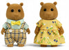 OLEOCA Family Brown Squirrel Figures - Set of 2 Collectible Flocked Mini Dolls with Removable Clothes, Dollhouse Pretend Play Set for Kids Ages 3+