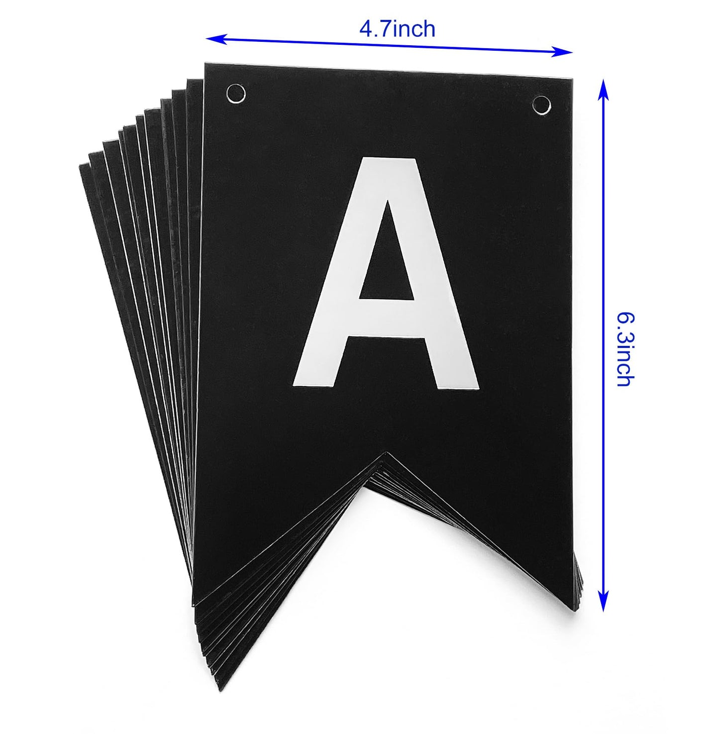 Runhiskii Black Happy Birthday Banner, Durable Happy Birthday Sign Bright Silver Letters for Birthday Party Decorations