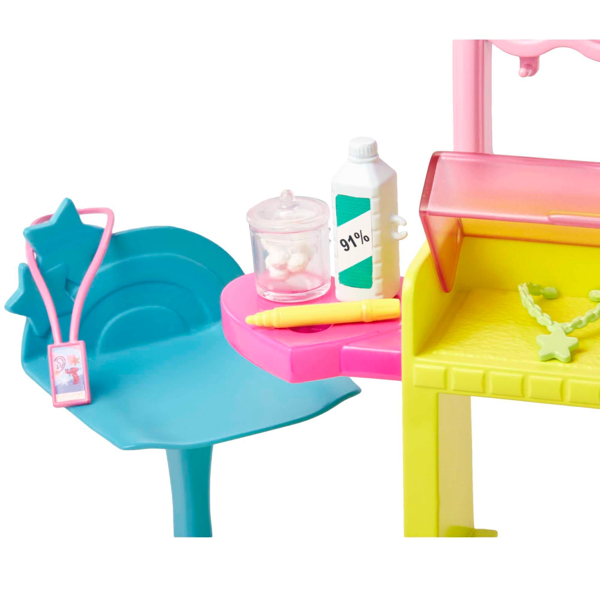 Barbie First Jobs Skipper Set with Dummy Doll, Ear Piercing Station with Piercing Tool, 10 Pairs of Earrings and 5 Accessories, Children's Toy, from 3