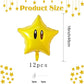 12PCS Star Foil Balloons Super Gold Coin Balloon Yellow Star Balloons for Video Game Themed Birthday Party Decorations for Boys Girls Party Supply
