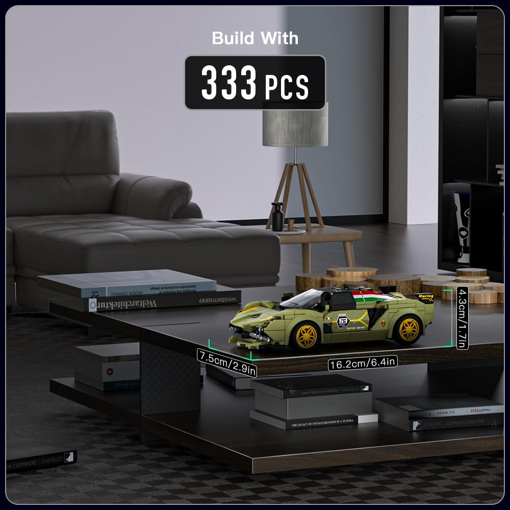 Mould King Speed Champion Super Car Building Sets with Display Case, Model Car Kits Sports Building Blocks, Cool Simulation Cockpit Race Kits