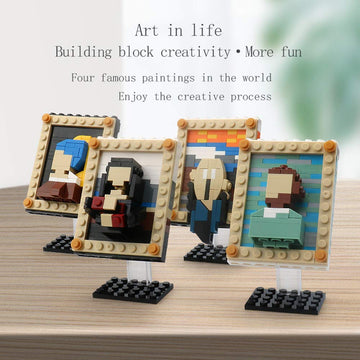 4 Pcs World Famous Painting MOC Building Blocks Toy Set, Compatible with Lego Building Set,Art Portrait Toys,Educational Classic Toy Bricks,STEM Gift