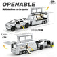 RCOOS Toy Car Alloy Truck Set with Trailer and Motorcycle Cyberpickup Toy with Sound and Light Effect Pull Back Vehicle RV Toy EV Model Ideal Gift