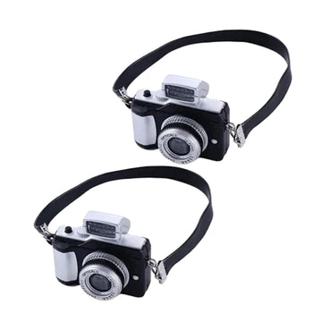 2Pcs 1:4 Scale Mini Camera Prop Ornament Vintage Camera Model, Miniature Digital Camera Mini Decoration Accessories Photography Props Ornament(Style
