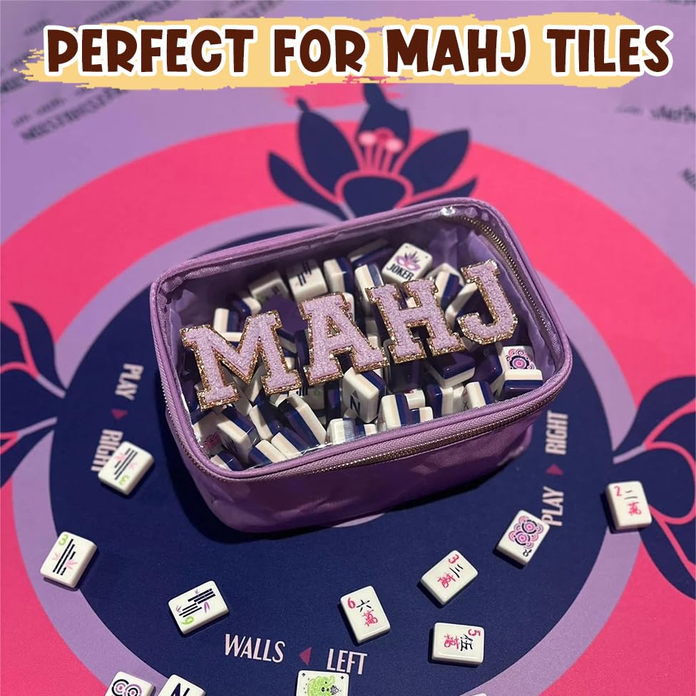 Mahjong Tiles Bag,Empty Thickened American Mahjong Bag with Zipper Suitable for 1.2"(30mm) Standard Size Waterproof Mahjong Storage Case Accessories