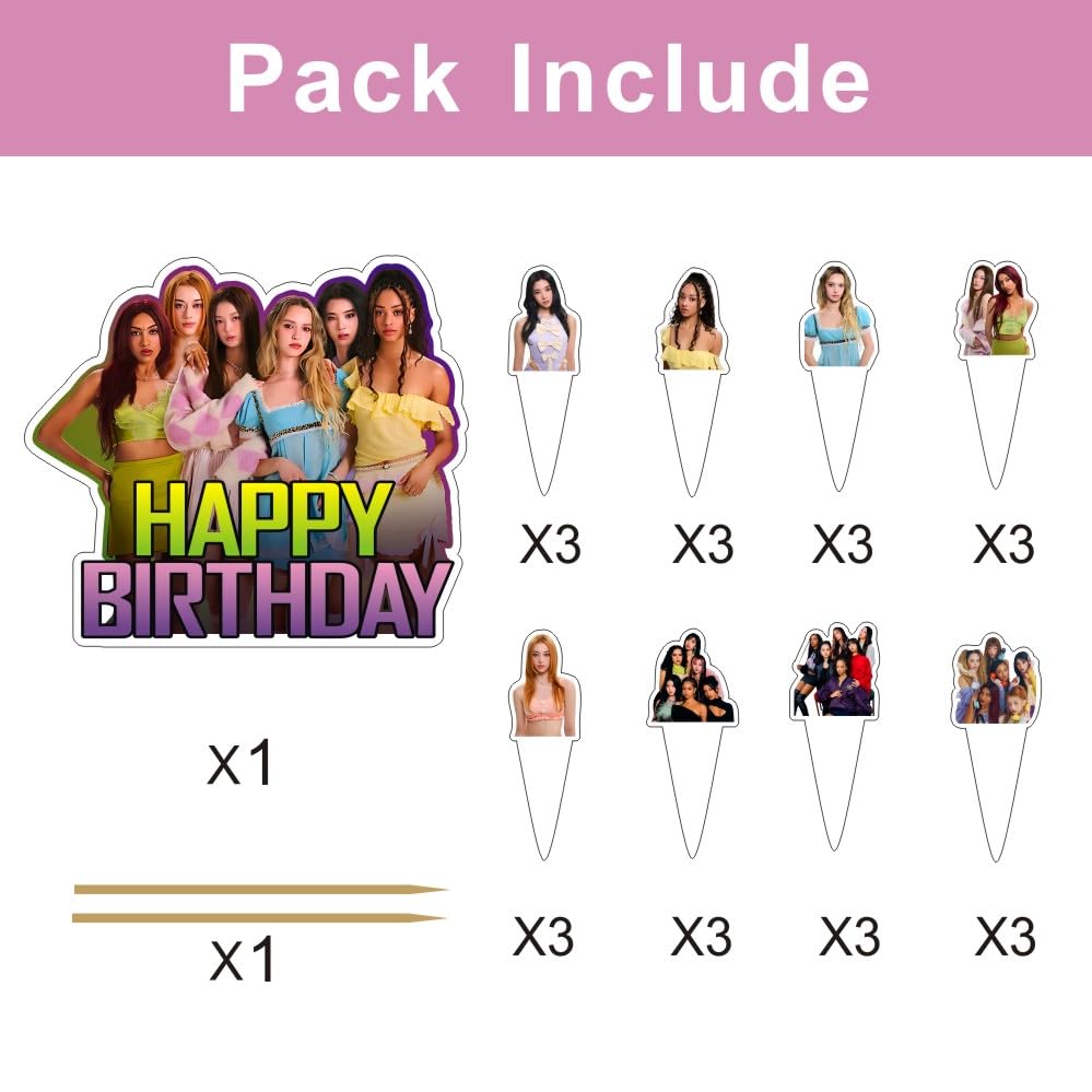 25 Pcs Katseye Cake Topper and Cupcake Toppers Set Birthday Party Supplies for Katseye Themed Birthday Decorations