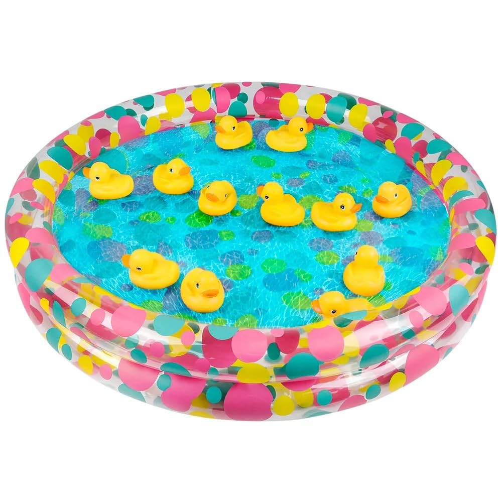 Duck Pond Pool Inflate (3' X 6") Funky Color Inflatable Kiddie Pool Could be Used as Weighted Matching Game Duckies