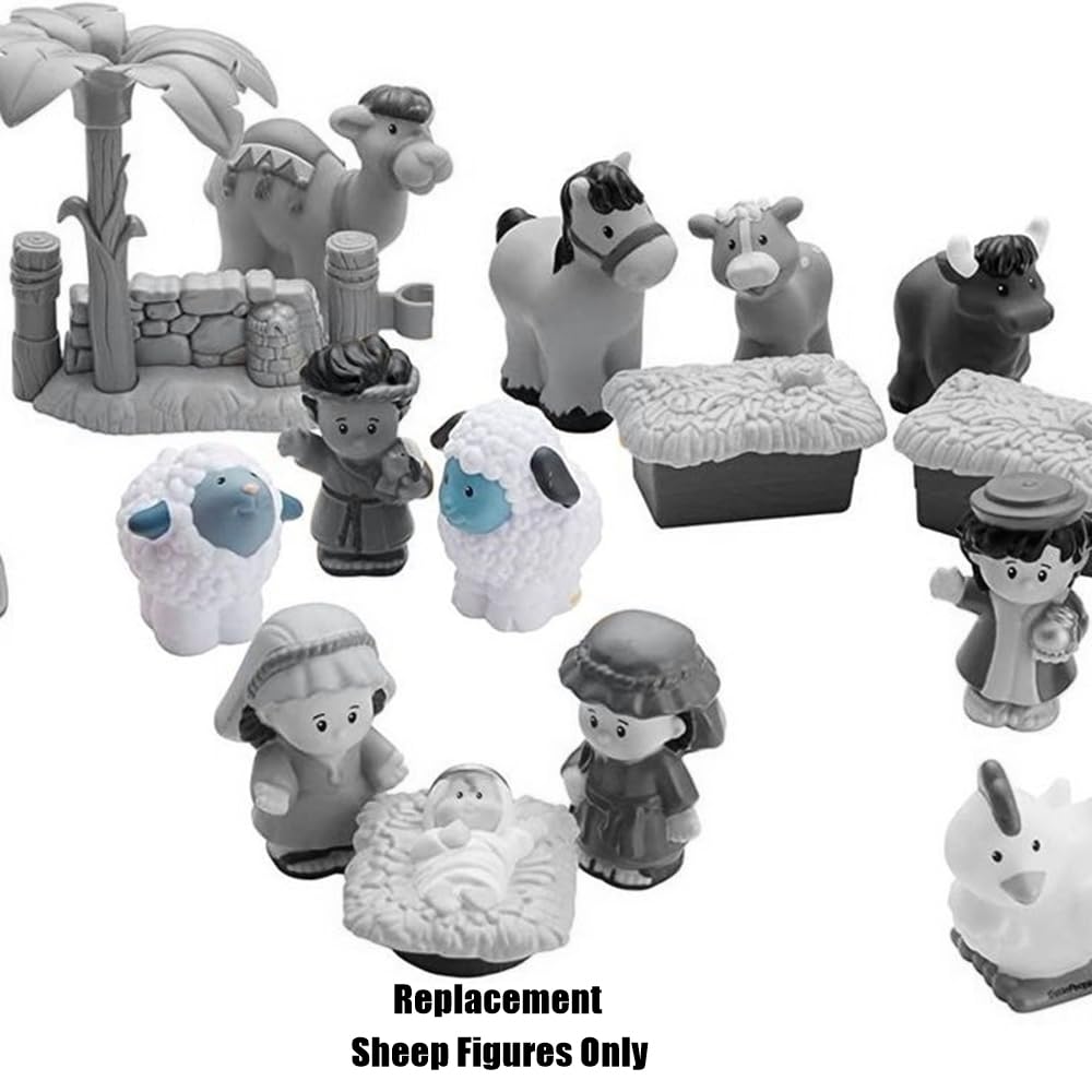 Mattel Replacement Parts for Little-People Christmas Nativity Playset - Replacement 2 Sheep Figures ~ Works with FPT07, DPX53, J2404 and Many Other