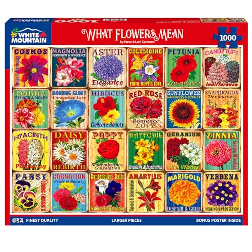 White Mountain 1000 Piece Jigsaw Puzzle Colorful Flower, What Flowers Mean