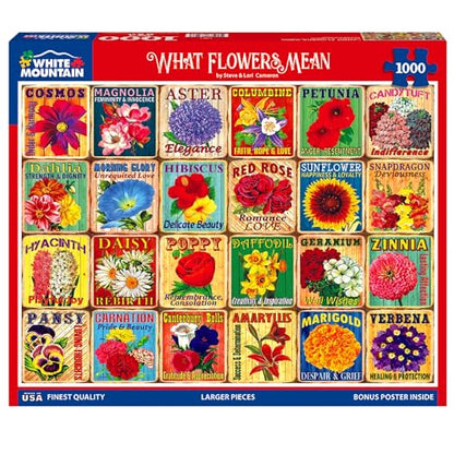 White Mountain 1000 Piece Jigsaw Puzzle Colorful Flower, What Flowers Mean