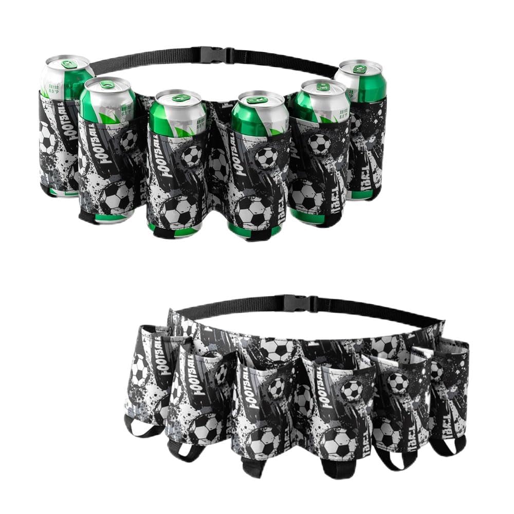 BLDUL 2 Pcs Beer Belt Adjustable 6 Pack Beer Belt Holder for Man Women Drinking Accessories for Outdoor Camping Hiking Picnic Party World Cup Fifa