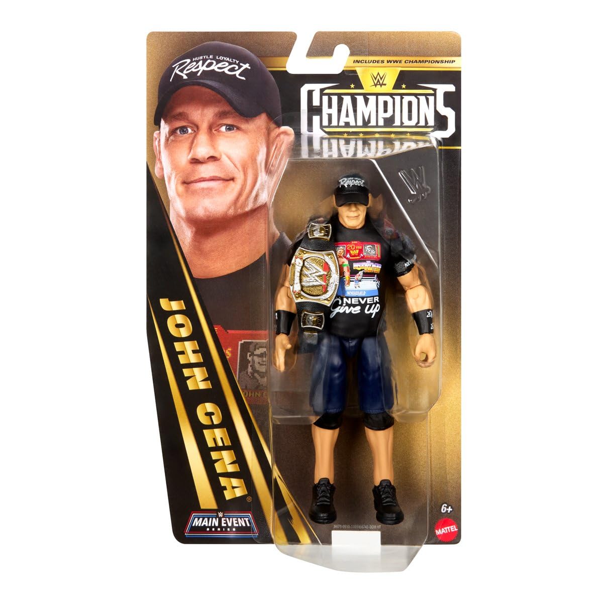 WWE John Cena Main Event Series Champions 2026 Action Figure with Title Belt, 6-inches