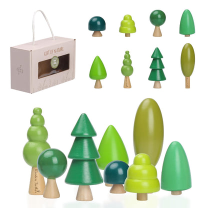 Wooden Tree Toy Pack of 8 Wood Miniature Tree Set Various Sizes Natural Wooden Trees Mini Trees for Home Decor and Crafts Garden Accessories Creative