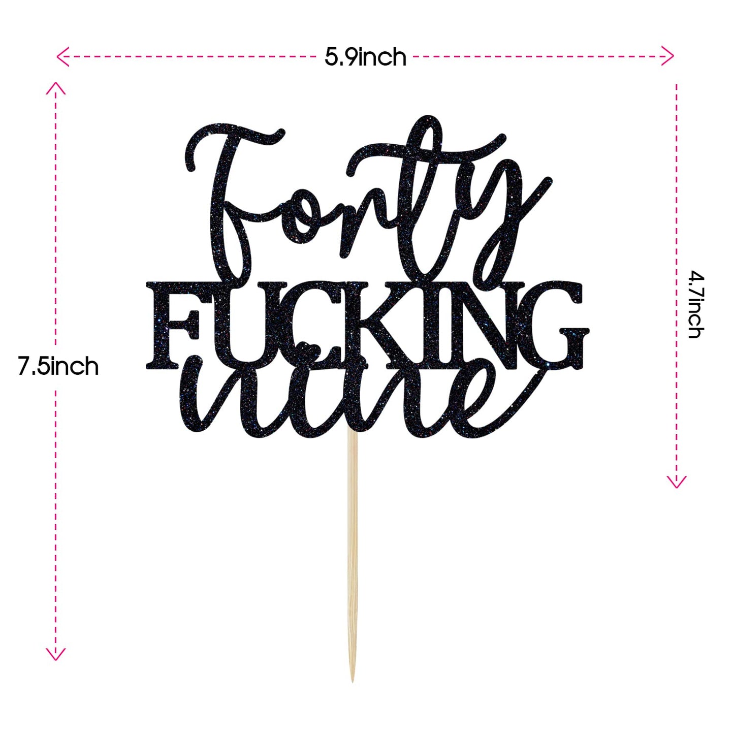 Unoggsor Forty Fucking Nine Cake Topper - Happy 49th Birthday Cake Decor - Cheers to 49 Years Birthday Party Decorations Supplies, Black Glitter
