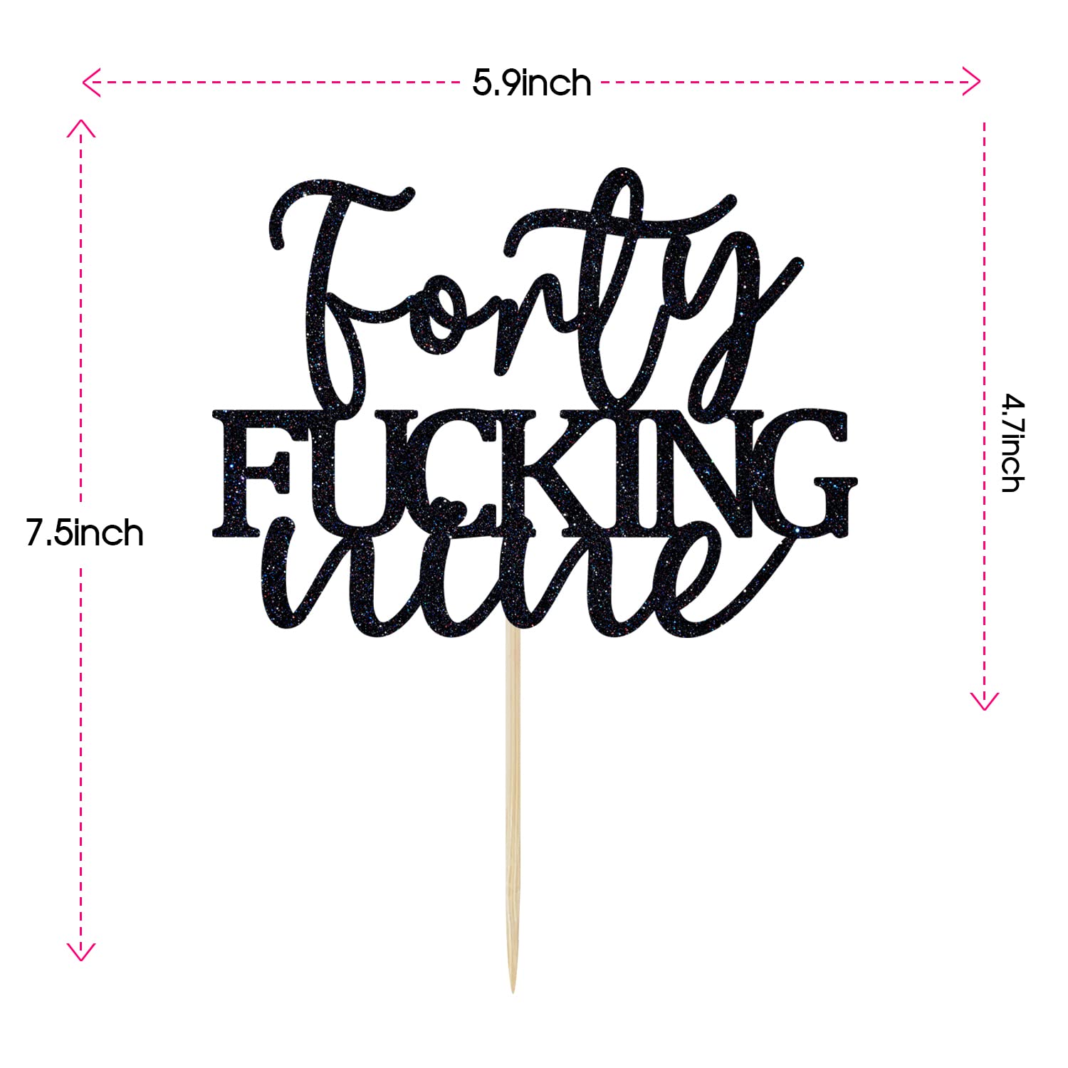 Unoggsor Forty Fucking Nine Cake Topper - Happy 49th Birthday Cake Decor - Cheers to 49 Years Birthday Party Decorations Supplies, Black Glitter