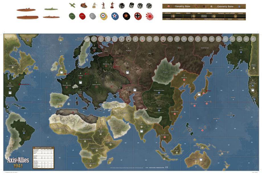 Avalon Hill Axis and Allies 1941 Board Game,5 players, Multicolor, 5 players