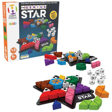 The Happy Puzzle Company The Genius Star | Toy of The Year Award Winning Family Board Game | 165,888 Possible Puzzles | Filling in Colored Shapes |