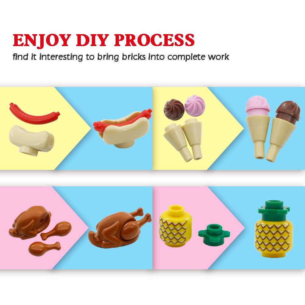 City Food Accessories - Building Block Friends Animals Bricks, People House Kitchen Farm Restaurant MOC Pieces Parts, Classic Party Favors Toys