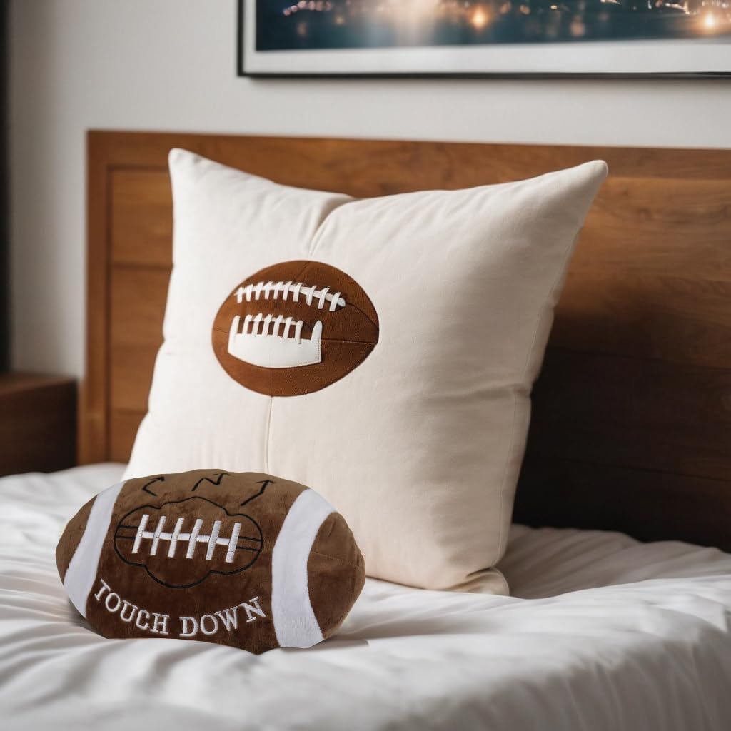 GiftExpress 12-Inch Plush Football Throw Pillow - Stuffed Soft Toy, Game Day Room Decor, Football Theme Cushion for Kids & Sports Fans