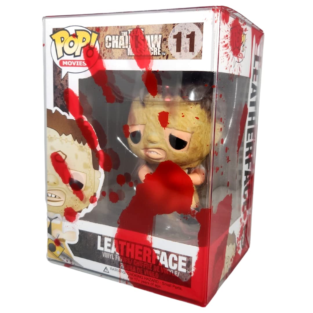 BattleCat Zone Red Blood Splatter Box Protector - 0.5mm Thick Protective Plastic Case Compatible with 4-Inch Funko Pop Figures - 2-Buckle Design
