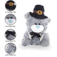 Plushland Stuffed Qbeba Pilgrim Bear - with Cute Hat and Collar - Plush Stuffed Toy for Kids on Thanksgiving Day - 6 Inches - Gray