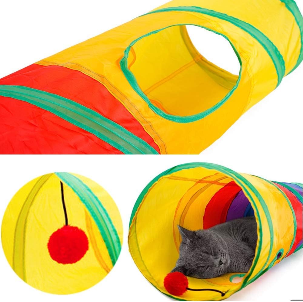 Cat Tunnel Toy with Hanging Ball, Cat Tunnel，Cat Tunnels for Indoor Cats