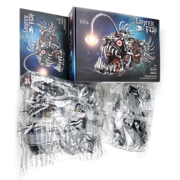 YAOZEBIN Mechanical Angler Fish Building Block Set - STEM Toys for Boys & Girls 8-14+, Deep Sea Ocean Creature Kit, Home/Office Decor with Light