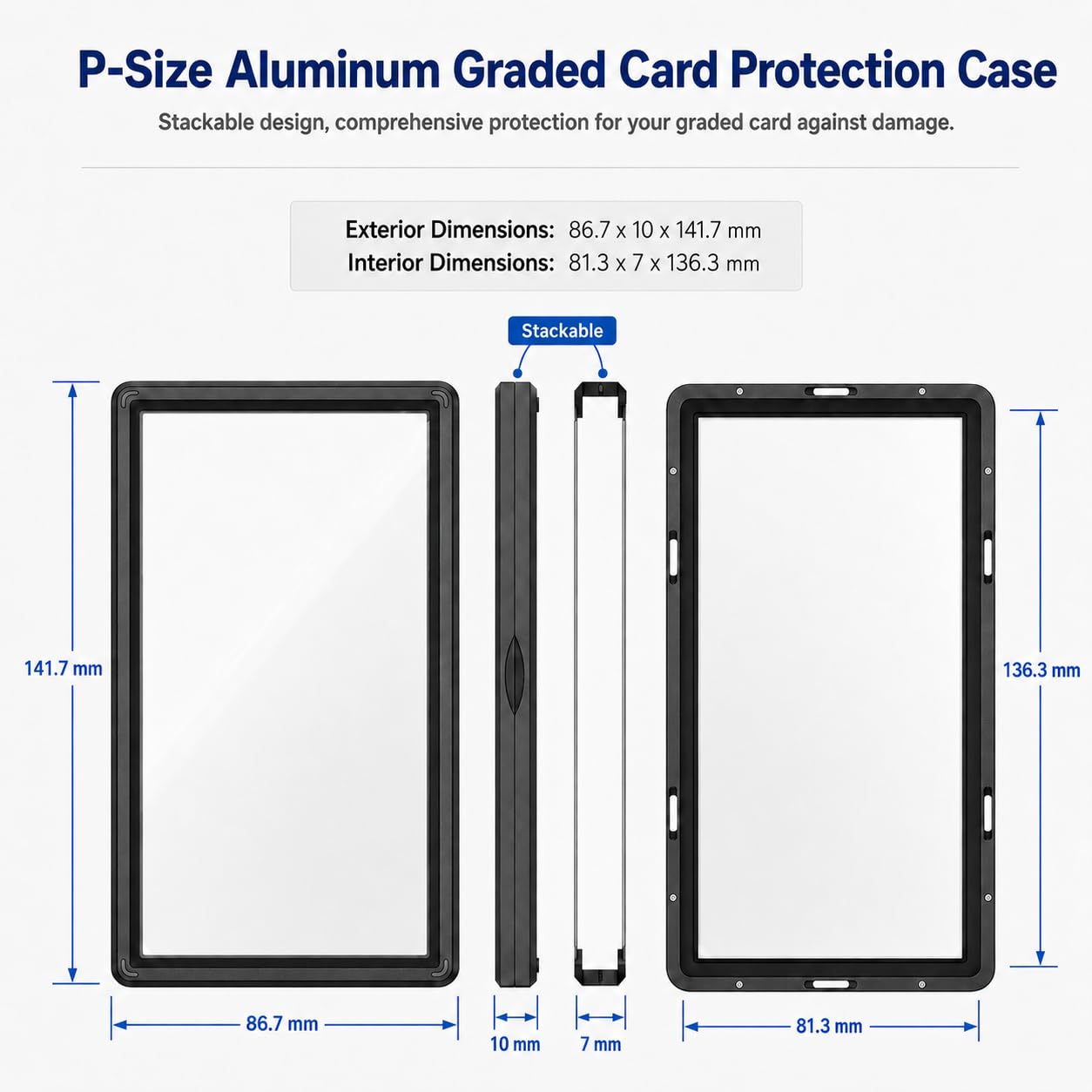 Slab Guard Fits PSA Slab, Magnetic Graded Card Case with UV Glass, Black