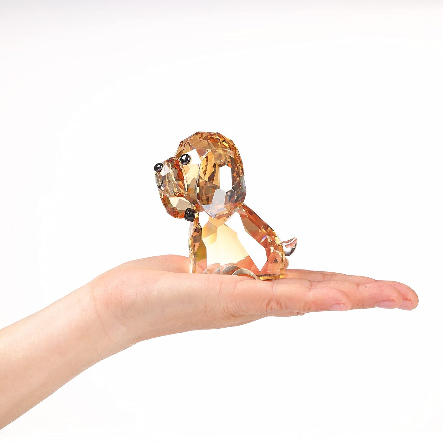 DOJOZ Crystal Dog Puppy Cute Valentines Day Sweet Gifts Figurine Collection Animal Collectible Ornament Lovely (Gold)