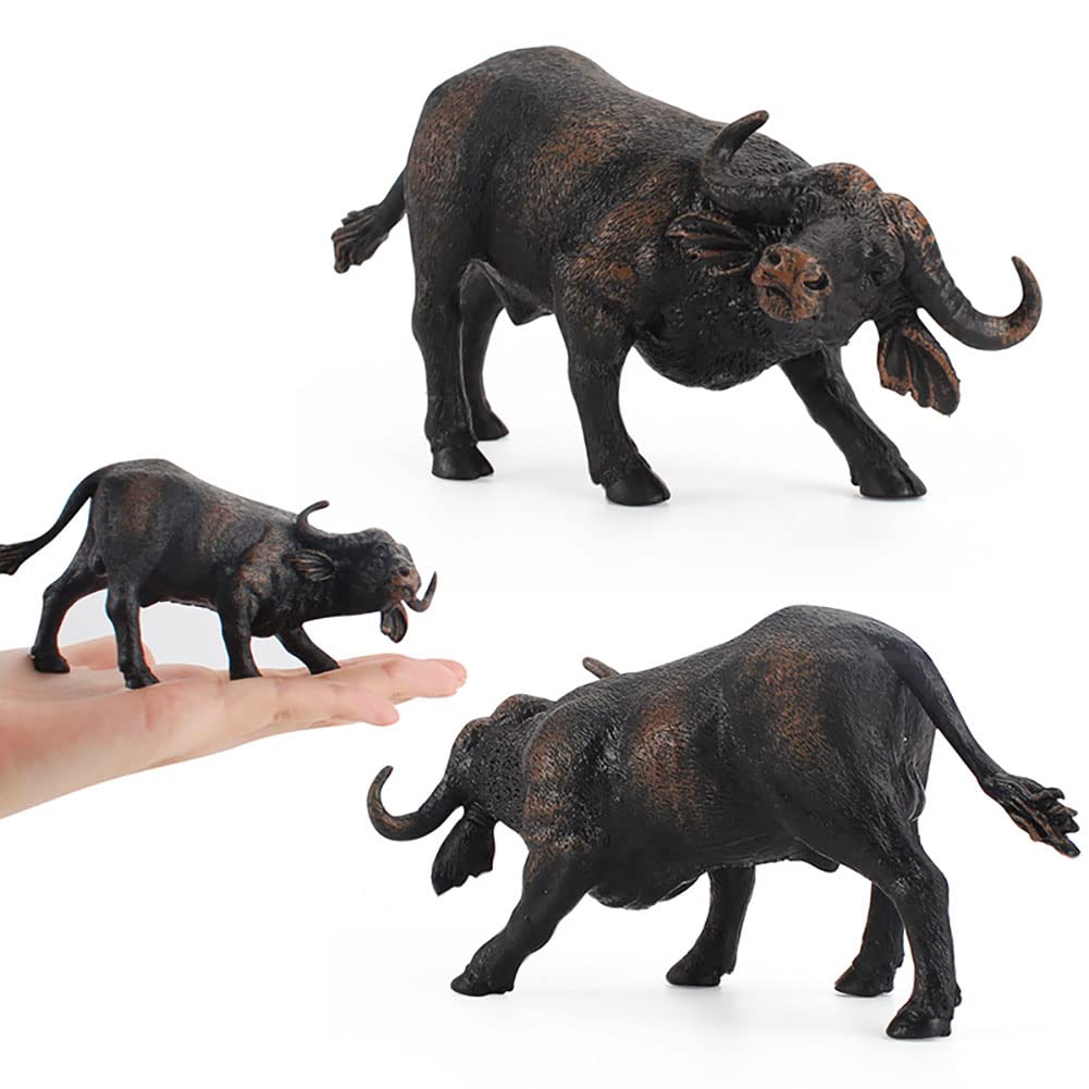 3 Pcs African Safari Bull Action Figure Toy, Realistic Buffalo Figurines Collection Playset Preschool Science Educational Learn Cognitive Props?