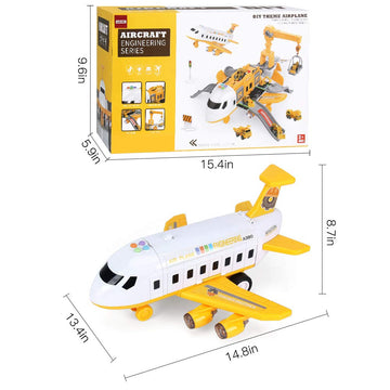 25 Pack Transport Construction Airplane Toy Play Vehicles Set for Kids Gifts, with 6 Construction Die-cast Toy Truck, 11 Road Signs-Suitable for 3 4 5