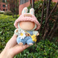 Clothes for Labubu,3 Piece Set Hat Clothes Backpack for LABUBU Doll,Adorable Seated Dolls Clothes Accessories (No Doll) (Peach Clothes Set)