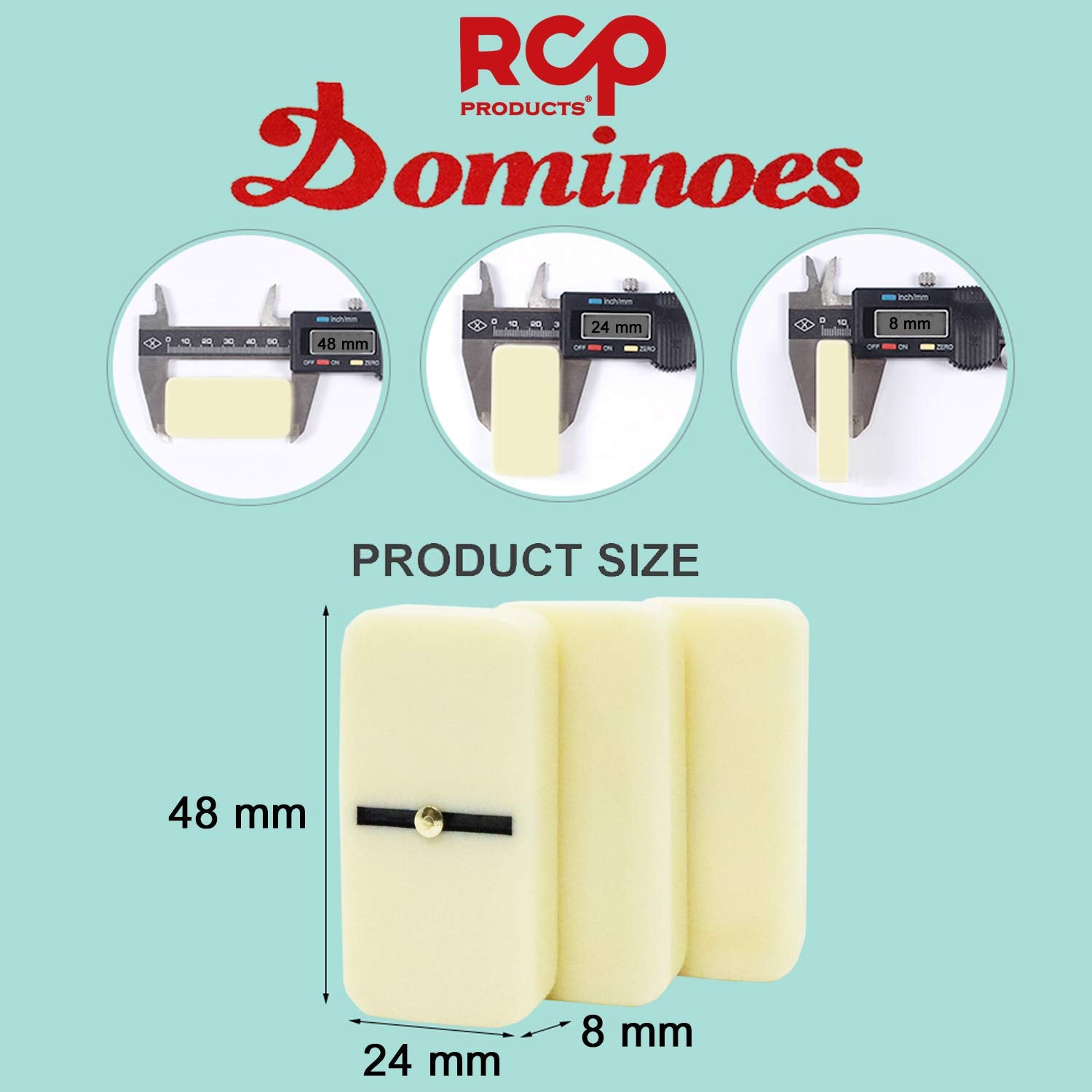 RCP PRODUCTS Dominoes Double 6 Tiles. 28 Pieces Dominoes for Adults