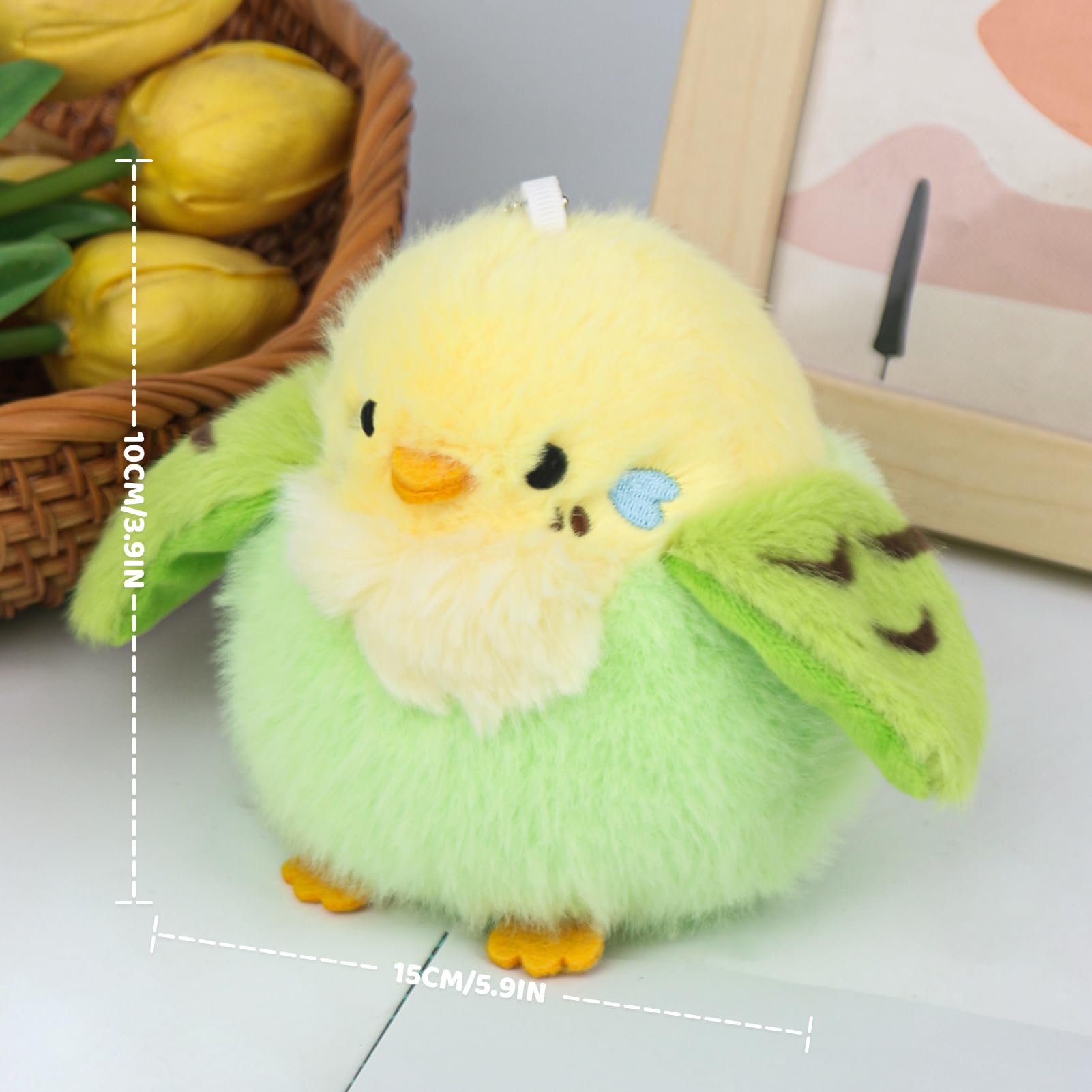 ABEARCAR 3.9 inches Parakeet Plush Toy Bird Stuffed Animal Plush Toy Holder Bag Pendant Party Christmas Birthday Valentine's Day Gifts Toys for Kids