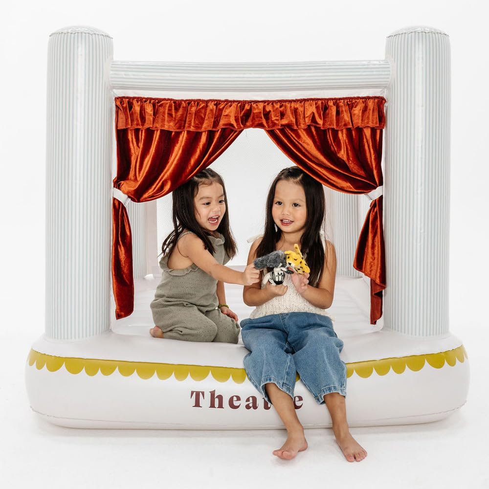PLAYSMOL Mini Theatre Inflatable Bounce House, Jumping House for Indoor Play, Bouncy Castle for Toddlers & Kids 3-6, Easy Set Up & Storage