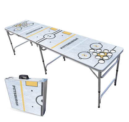 8-Foot Professional Beer Pong Table w/Cup Holes - Pittsburgh Hockey Rink