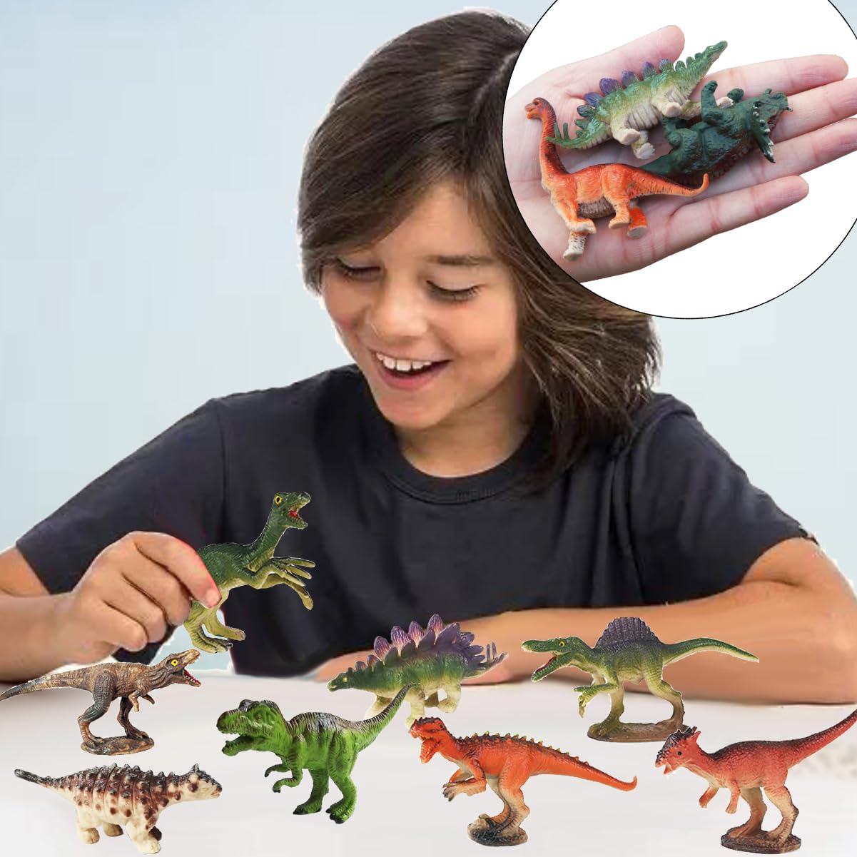 RUSON 12 Pcs Mini Dinosaur Animals Figures Toys, Realistic Dinosaur Playset Figurines Cake Topper Toy Set Christmas Birthday Easter Egg Gift Party