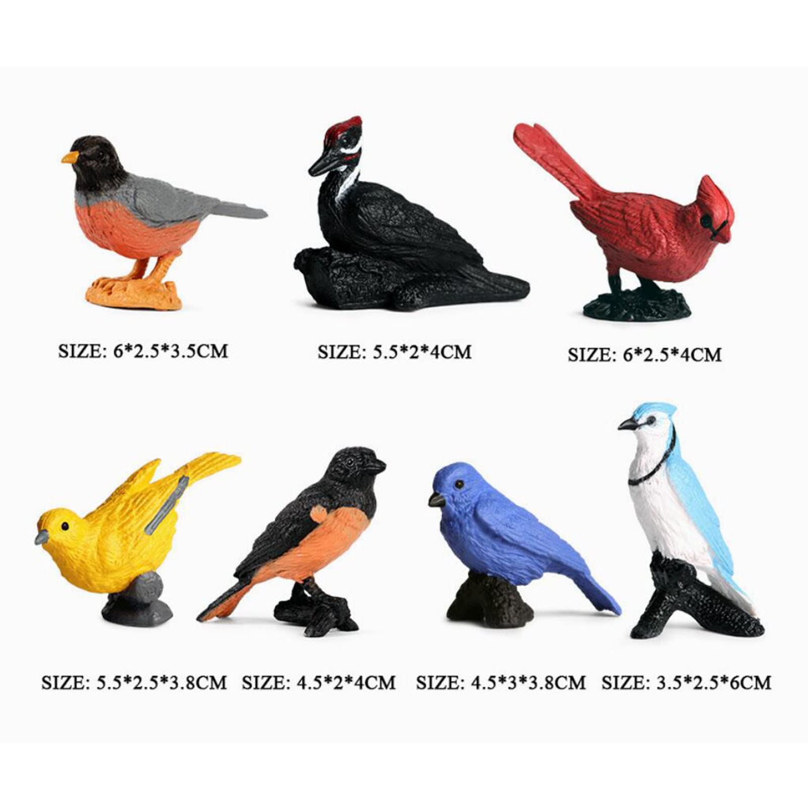 10 Pcs Realistic Bird Animals Figurines Model, Miniature Birds Figure Cake Cupcake Topper, Parakeet, Quetzal, Macaw, Hummingbird, Toucan, Cockatoo