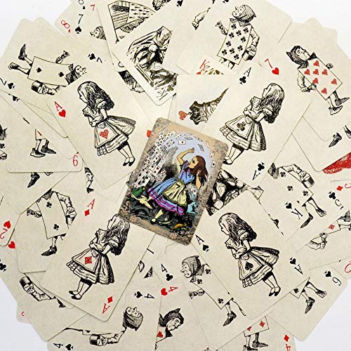 Rodaruus Alice in Wonderland Playing Cards, Full 54 Poker-Size Card Deck (Light Beige)