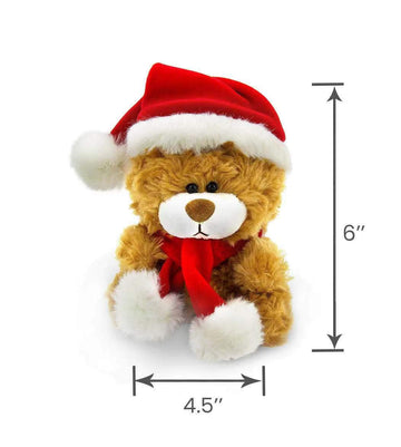 Plushland Adorable Soft and Hairy Santa Teddy Bear, Stuffed Animal -Holiday Toys - Xmas Party Favors for Kids (Christmas Qbeba Bear Brown)