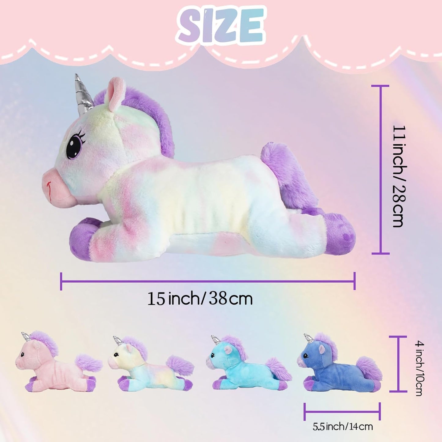 little tigers Unicorn Mommy Stuffed Animal with 4 Babies in Tummy, 5-in-1 Soft Unicorn Plush Toy Pillow, Stuffed Animal Gifts for Girls Kids Toddlers