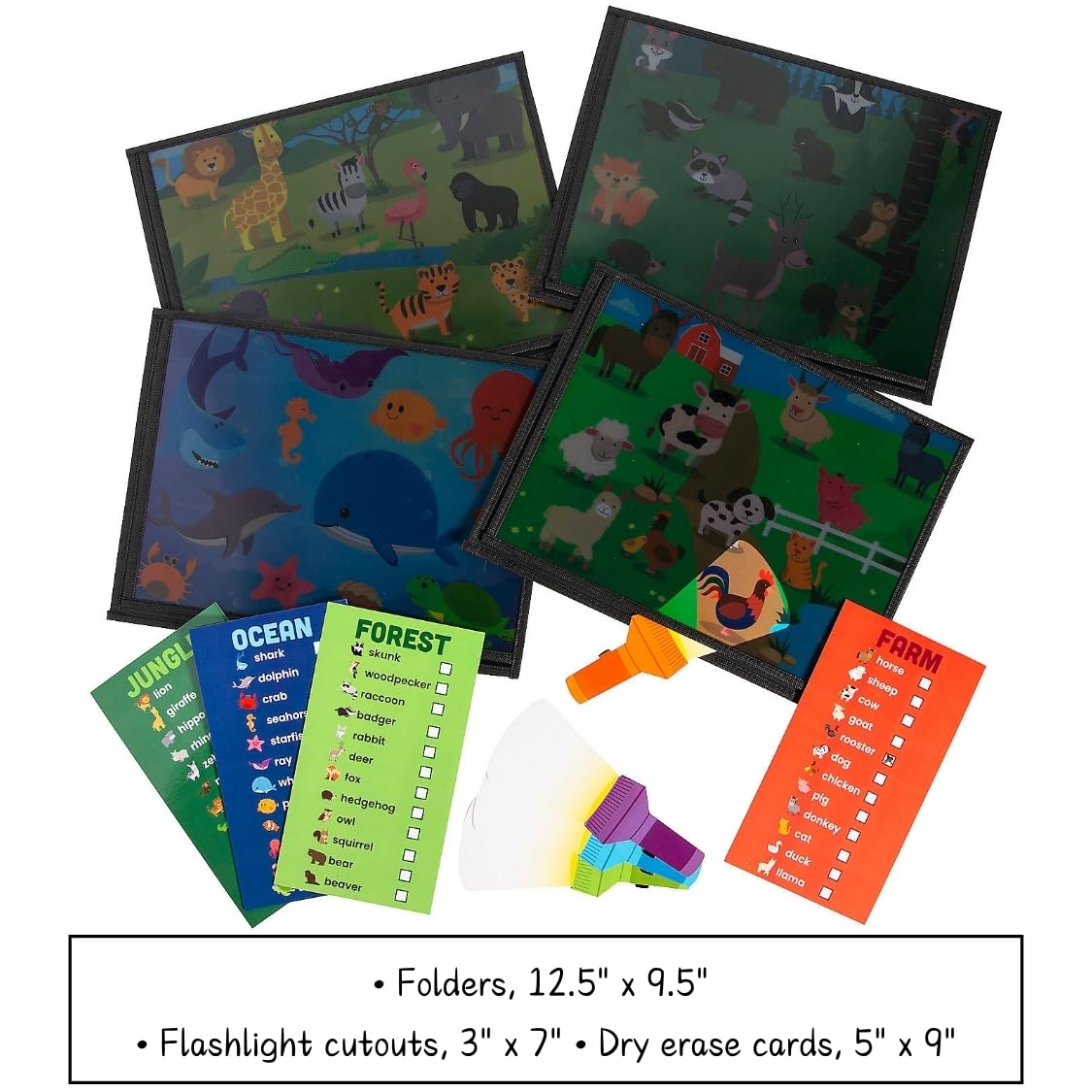 Fun Express Find The Animal Magic Flashlight Activity Set, 12 Pieces