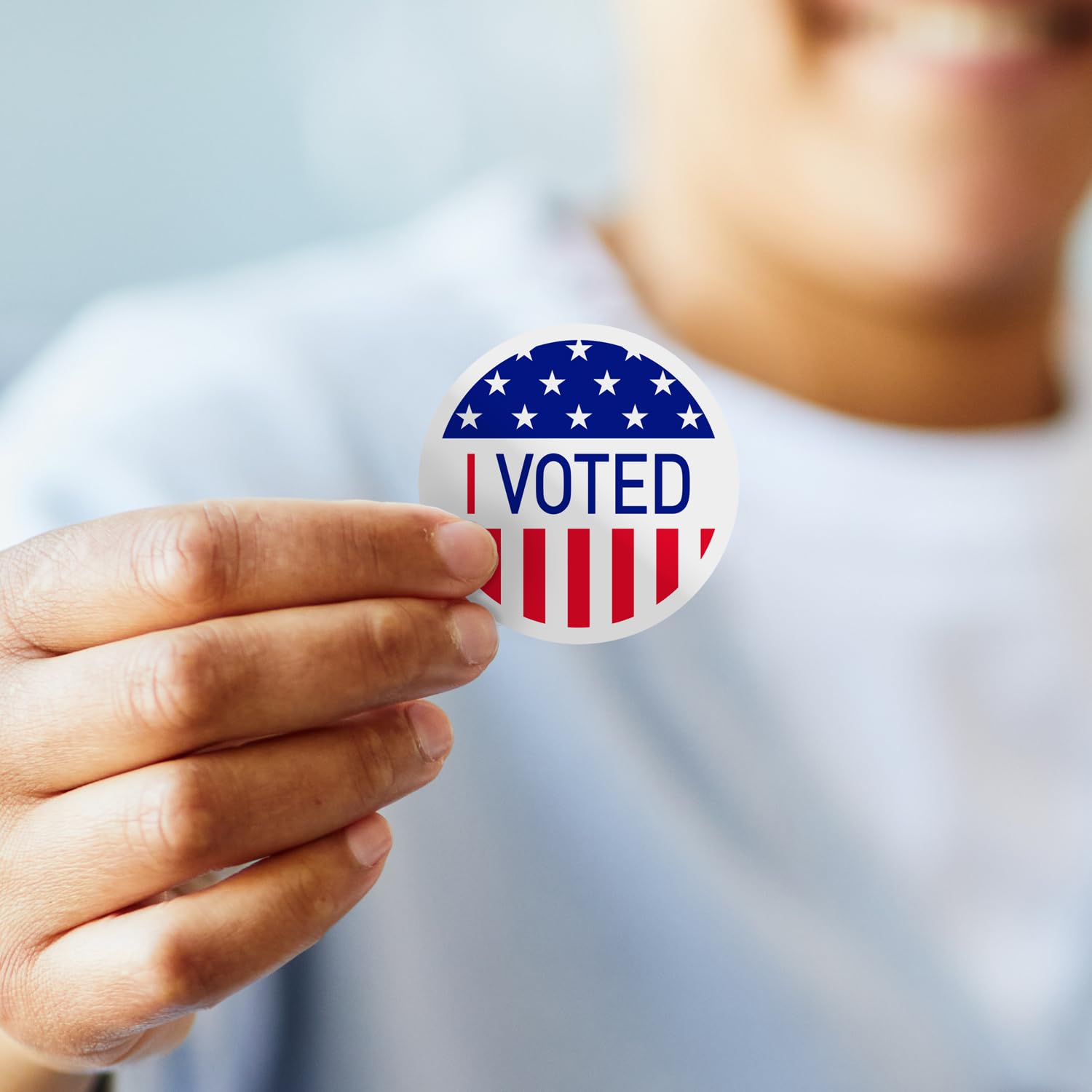 I Voted Stickers / 500 Patriotic Voting Election Stickers / 2" Round Red White Blue Vote Label/Made in The USA