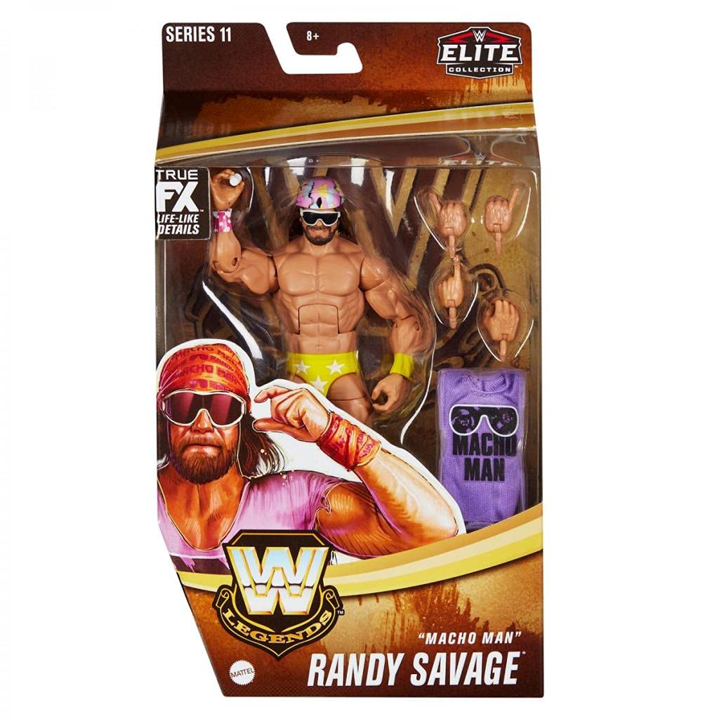 WWE Randy Macho Man Savage Legends Series 11 Elite Collection Wrestling Action Figure (Cream of The Crop Yellow)