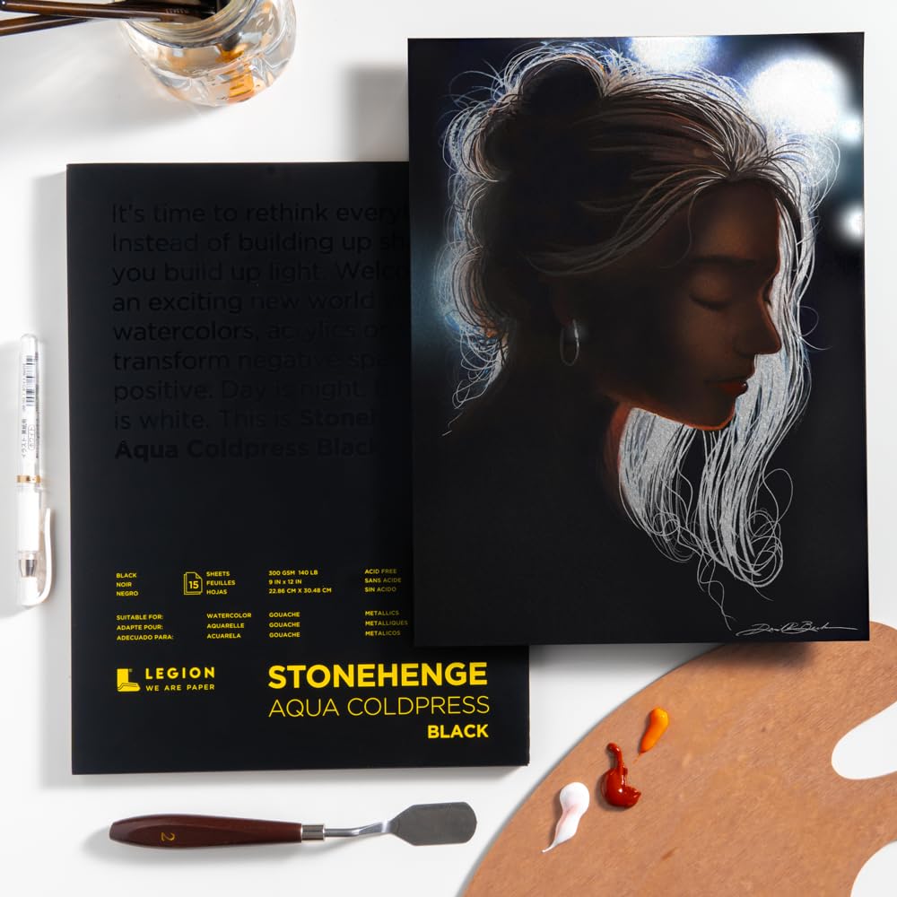 Legion Stonehenge Aqua Black Watercolor Paper Pad - 10" x 10", Cold Press, 15 Sheets