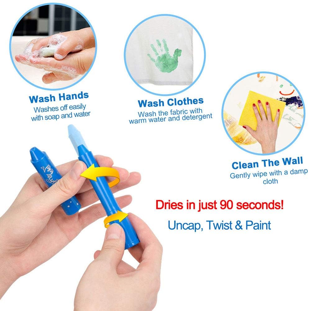 MayMoi Tempera Paint Sticks - 24 Bright Colors, Quick Drying, Easy to Color and Washable Crayons for Teens and Students